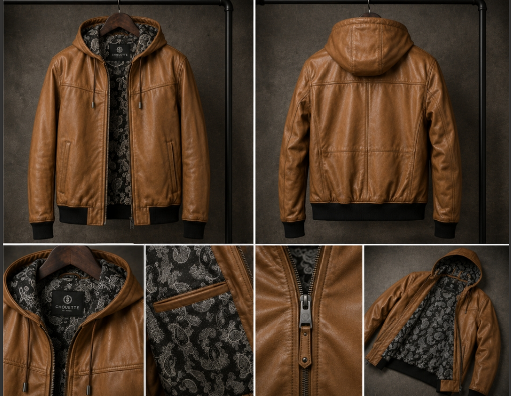 The Chouette Rebel Hooded Protective Leather Motorcycle Jacket